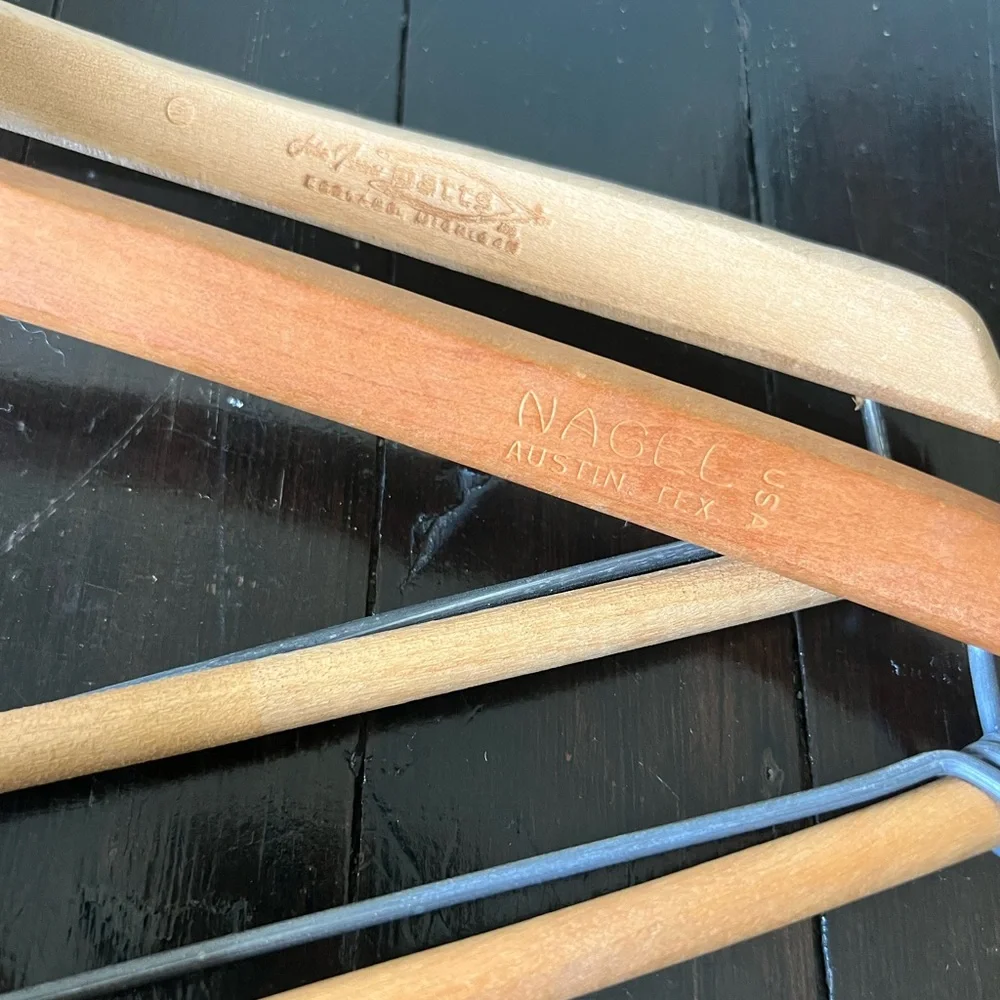 Set of 5 Vintage Wood Hangers 1960’s Wood Hangers